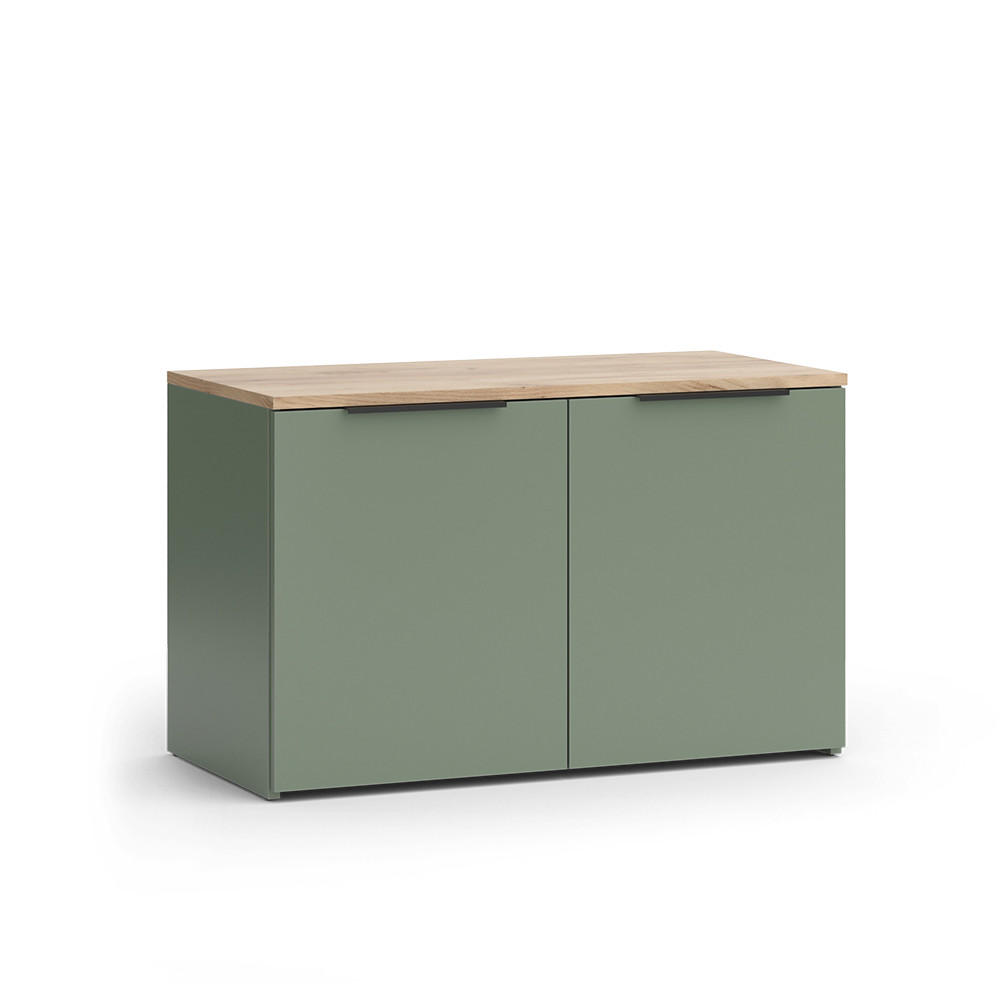 KOMMODE Wido Grün 80 x 50 cm mit 2 Türen - Grün/Sonoma Eiche, Holzwerkstoff (80/50/40cm) - Vicco