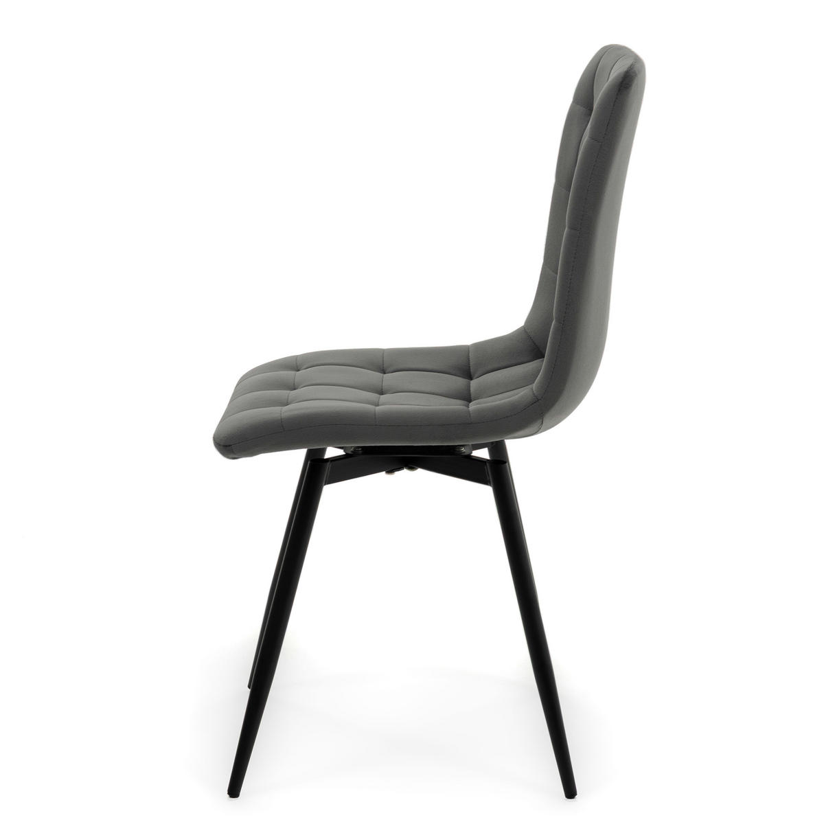 STUHL ARCO drehbar gepolstert mit Steppung - grau - Samt Velours - Schwarz/Grau, Textil/Metall (46/90/51cm) - NEW HOME