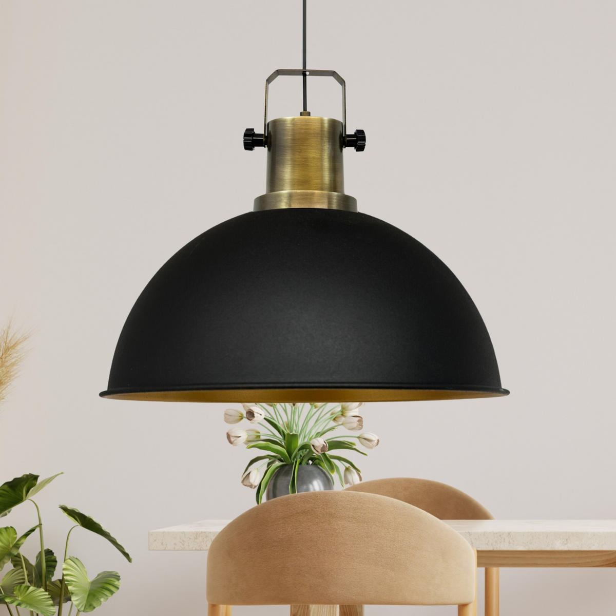 PENDELLEUCHTE Lipeo 40/23 - Goldfarben/Schwarz, Metall (40/23cm) - Bamyum