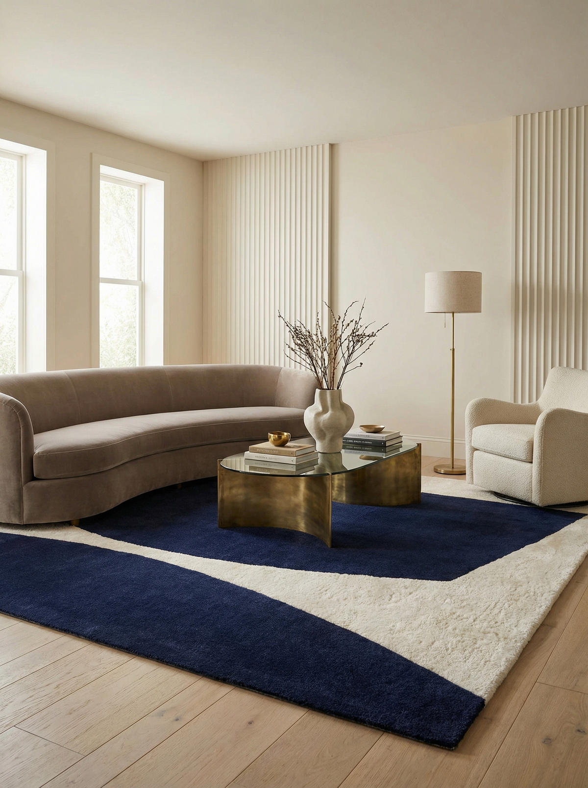 TEPPICH Wolle Viskose handgetuftet hoch-tief abstrakt HULL-Tickton, Dunkelblau 120x170 cm - Blau, Textil (120/170cm) - KADIMA DESIGN