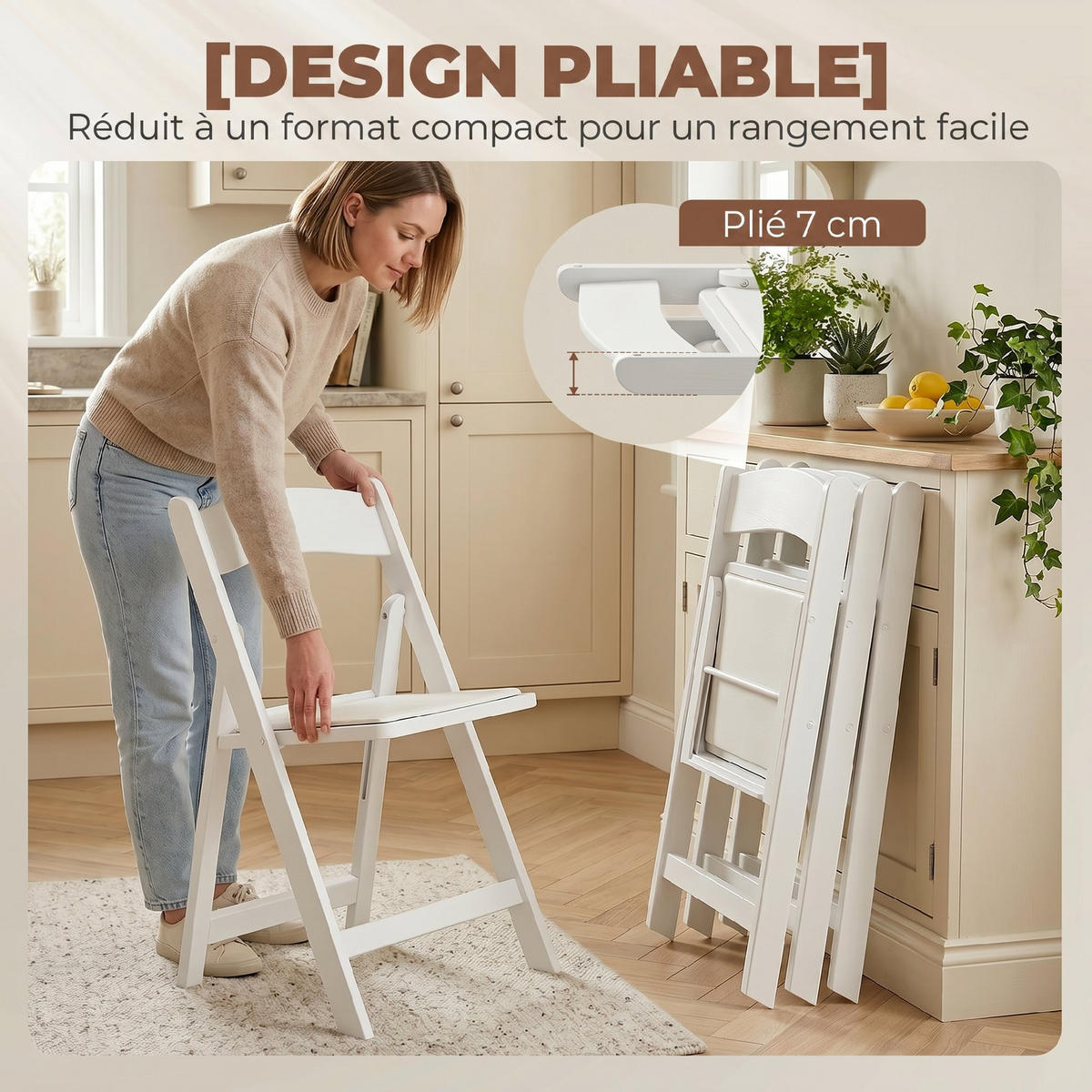 KLAPPSESSEL Weiß 4 Stück - Weiß, Leder (44/78/45cm) - GiPP