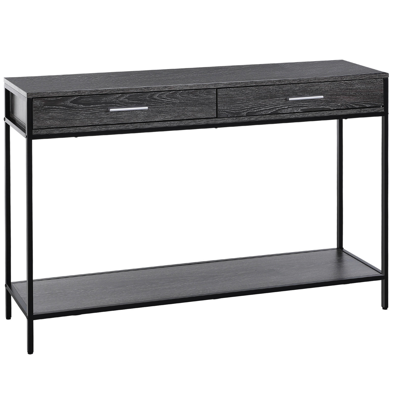 KONSOLENTISCH 2 Schubladen, 120 x 30 x 81,5 cm - Dunkelgrau/Grau, Holzwerkstoff/Metall (120/30/815cm) - HOMCOM