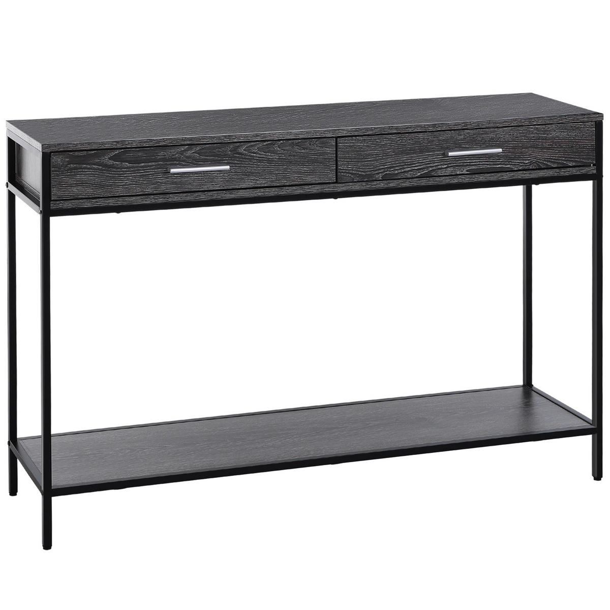 KONSOLENTISCH 2 Schubladen, 120 x 30 x 81,5 cm - Dunkelgrau/Grau, Holzwerkstoff/Metall (120/30/815cm) - HOMCOM