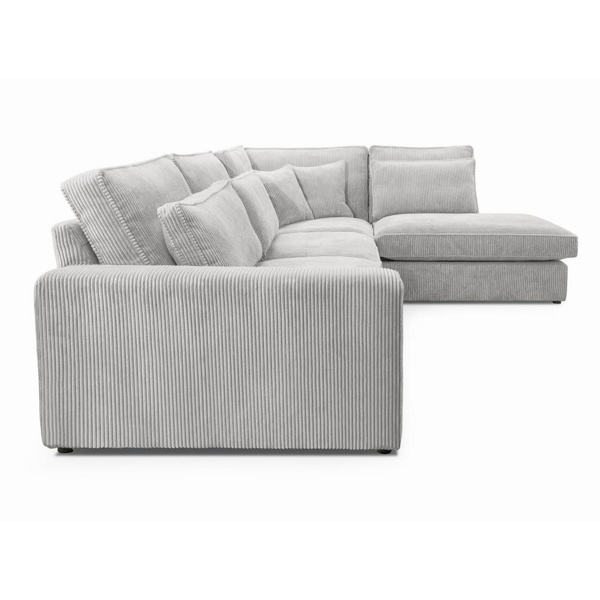 ECKSOFA Parma ohne Schlaffunktion, Cord-Stoff, Graubeige, Rechts - Hellgrau/Schwarz, Textil (314/224cm) - Beautysofa