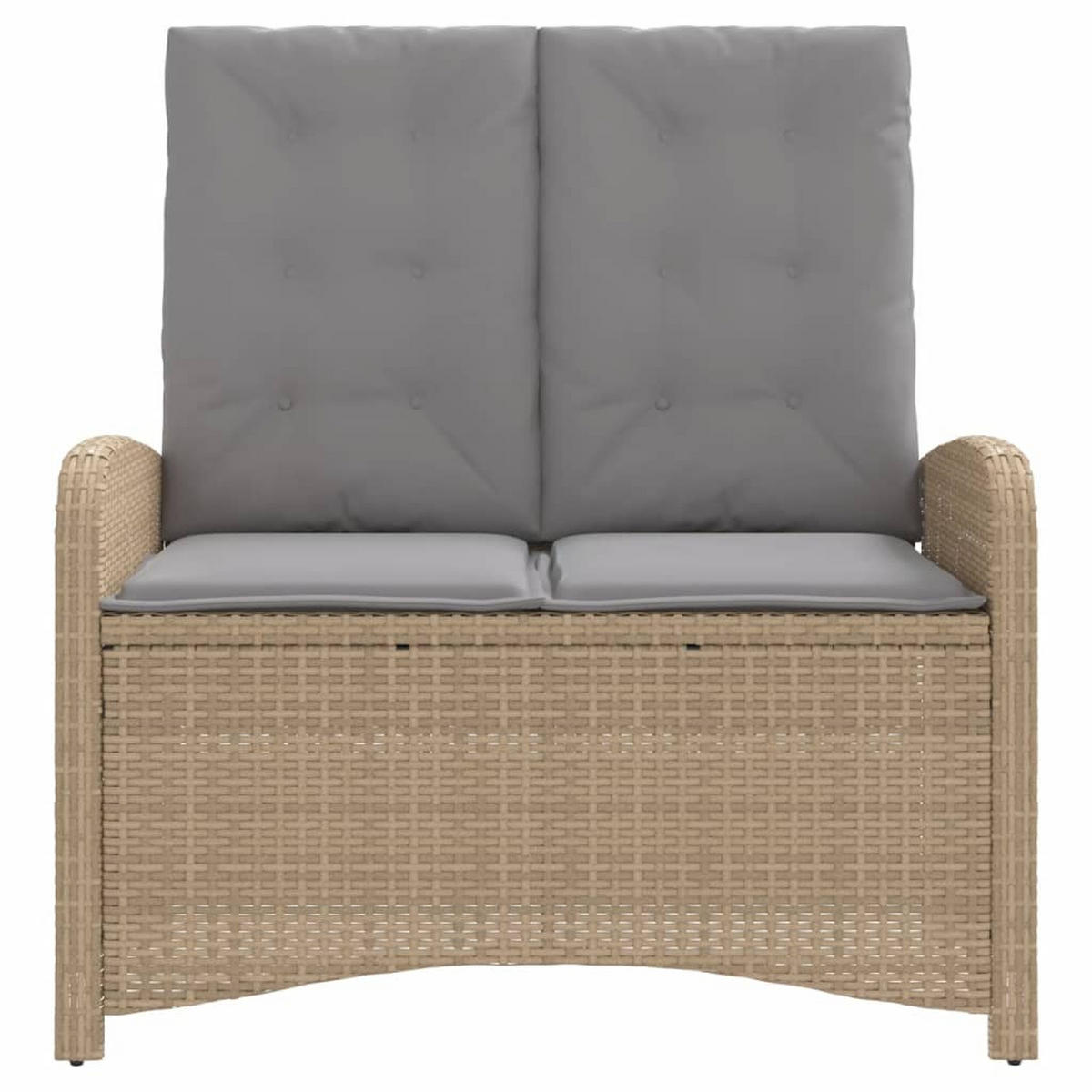GARTENBANK Verstellbar mit Kissen Beige Poly Rattan - Beige, Kunststoff (105/93/59cm) - furnicato