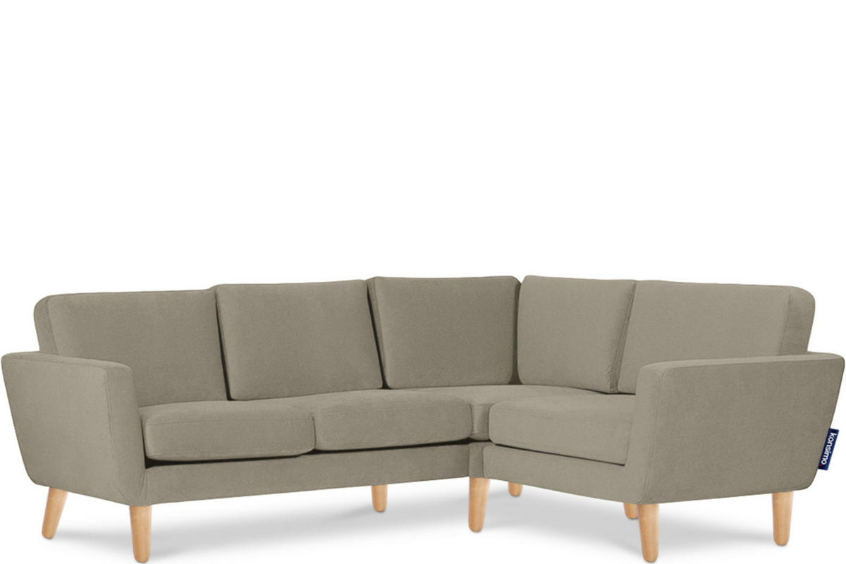 ECKSOFA-RECHTS TAGIO 3/4 Sitzer, Beige - Beige/Braun, Buchenholz/Textil (220/181cm) - KONSIMO®