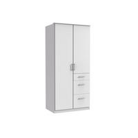 KLEIDERSCHRANK Click in Weiß - Drehtürenschrank 91 cm Breite ohne Spiegel - Weiß, Holzwerkstoff (91/199/58cm)