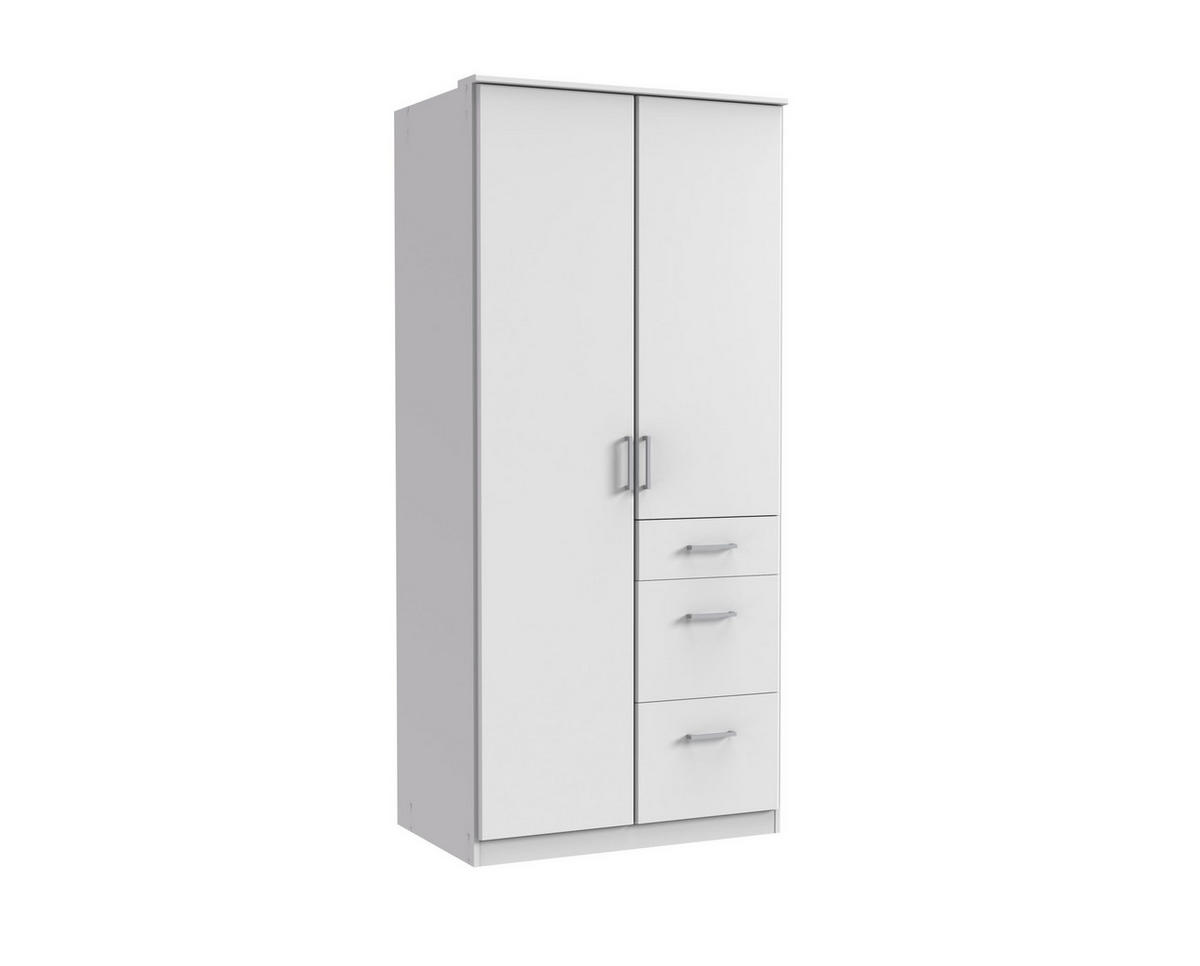 KLEIDERSCHRANK Click in Weiß - Drehtürenschrank 91 cm Breite ohne Spiegel - Weiß, Holzwerkstoff (91/199/58cm)