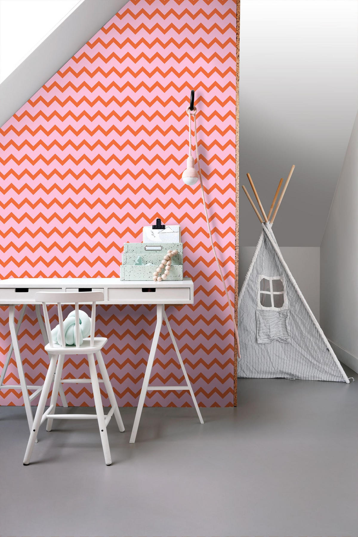 TAPETE Zickzack-Motiv 50 x 900 cm - Orange, Papier (50/0.1cm) - ESTAhome