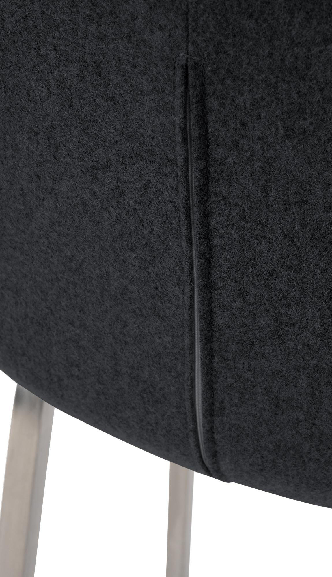 BARHOCKER Filz anthrazit - Edelstahlfarben/Anthrazit, Textil/Metall (58/108/56cm) - CLP