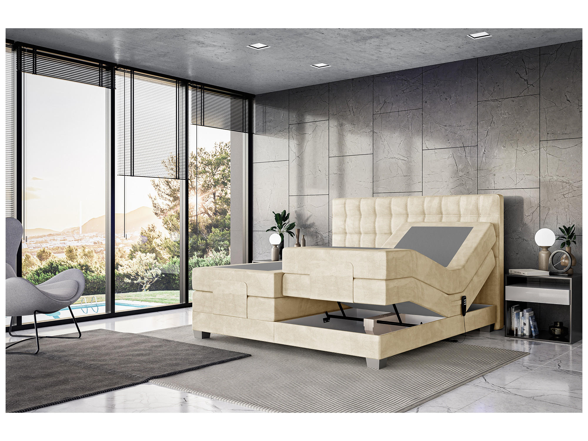 BOXSPRINGBETT Edison - Beige/Silberfarben, Textil (120/200cm) - Meblini