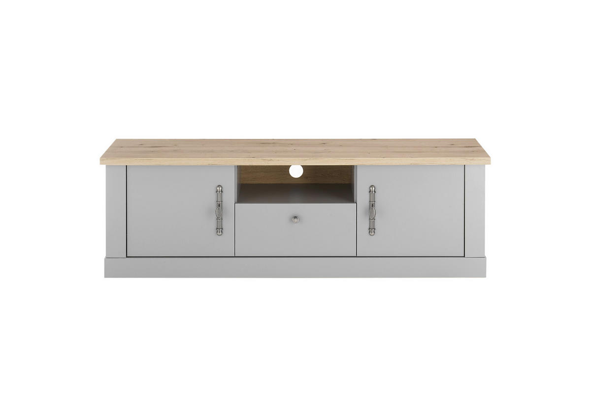 TV-LOWBOARD C14 Light Gray & Artisan Eiche 155/48/44 cm Landhaus - Grau, Holzwerkstoff (155/48/44cm) - Livojo