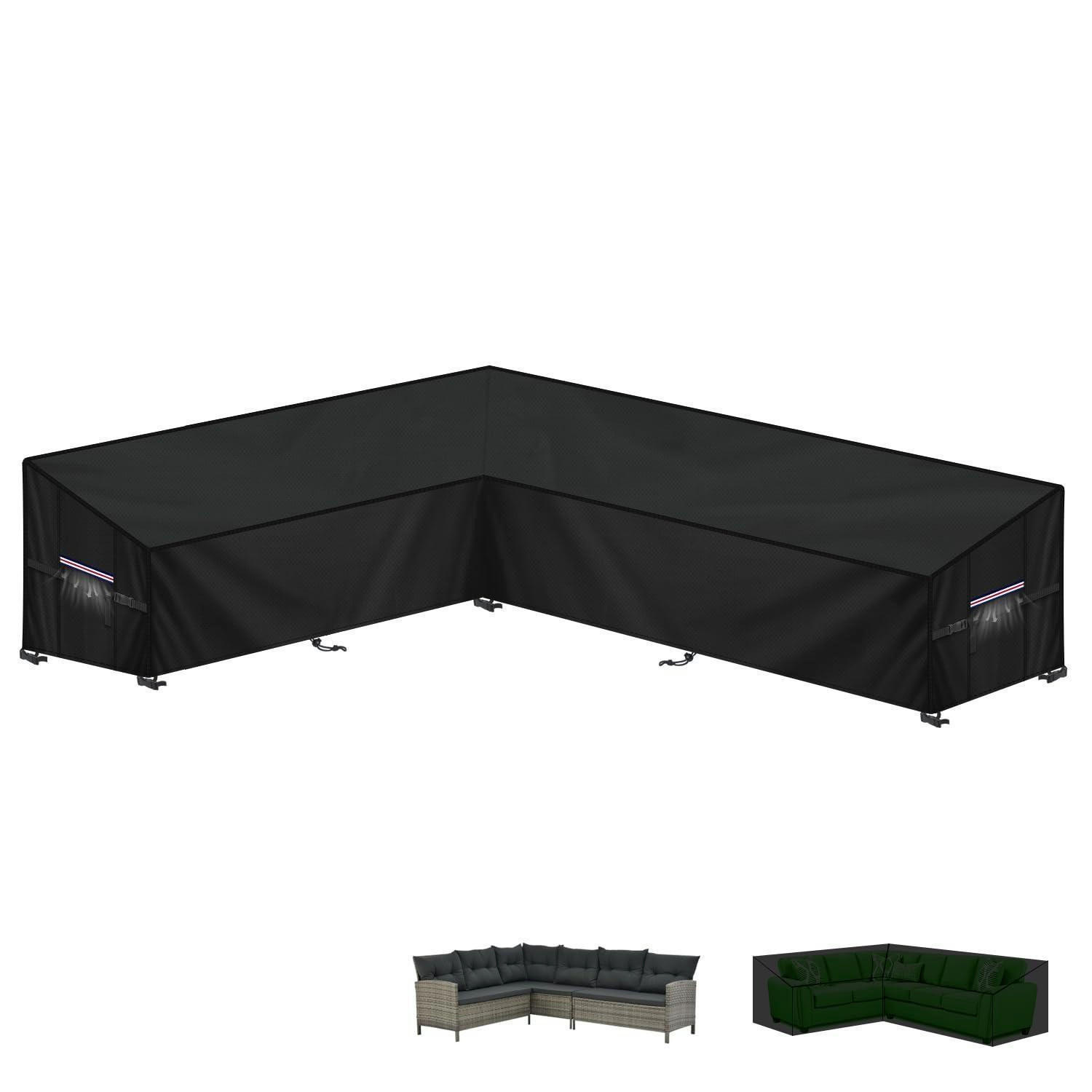 GARTENSOFA Abdeckung L-Form 210x260x87x80/60cm Wasserdicht - Schwarz, Kunststoff (1/1/1cm)