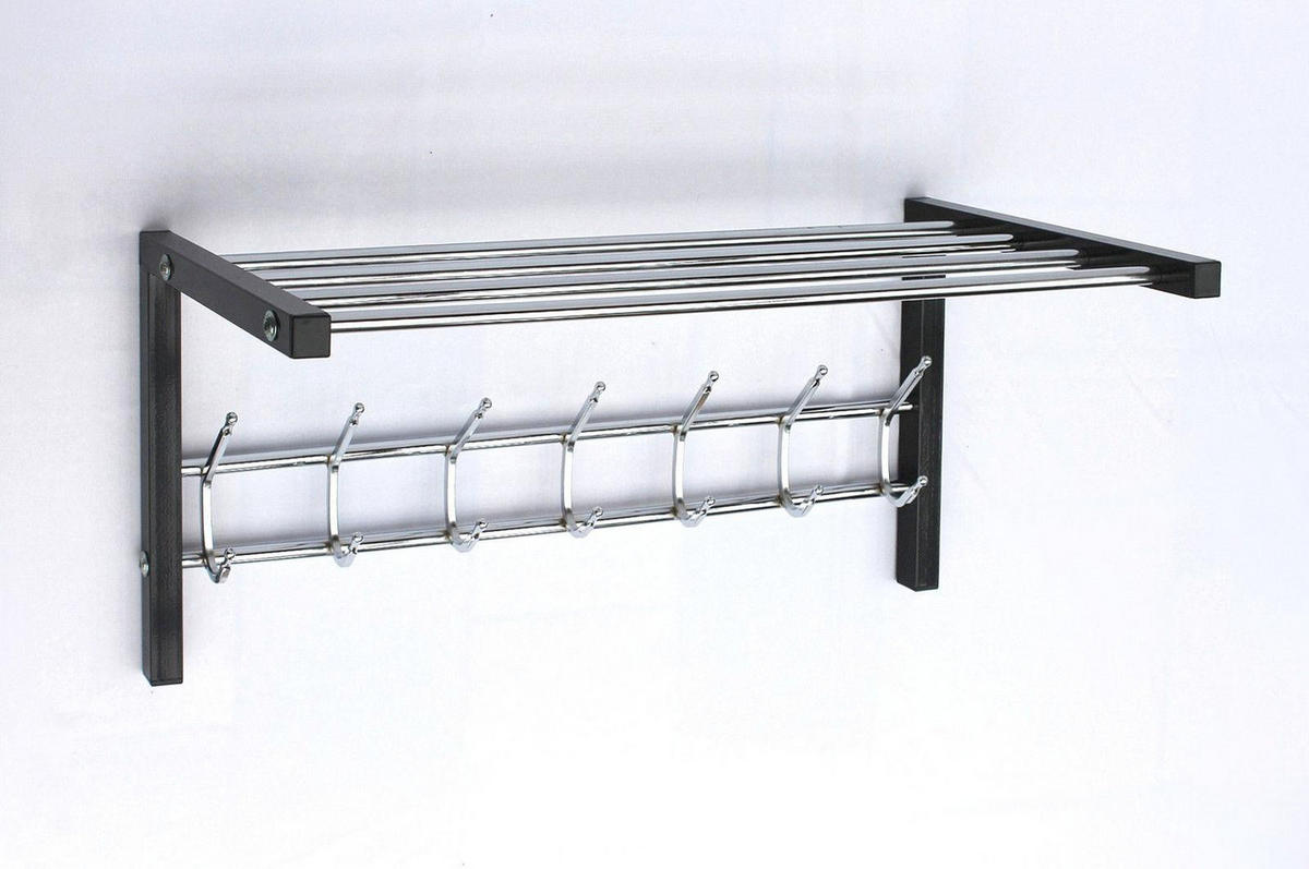 WANDGARDEROBE mit Hutablage 70cm - Schwarz, Metall (70/32/30cm) - DanDiBo