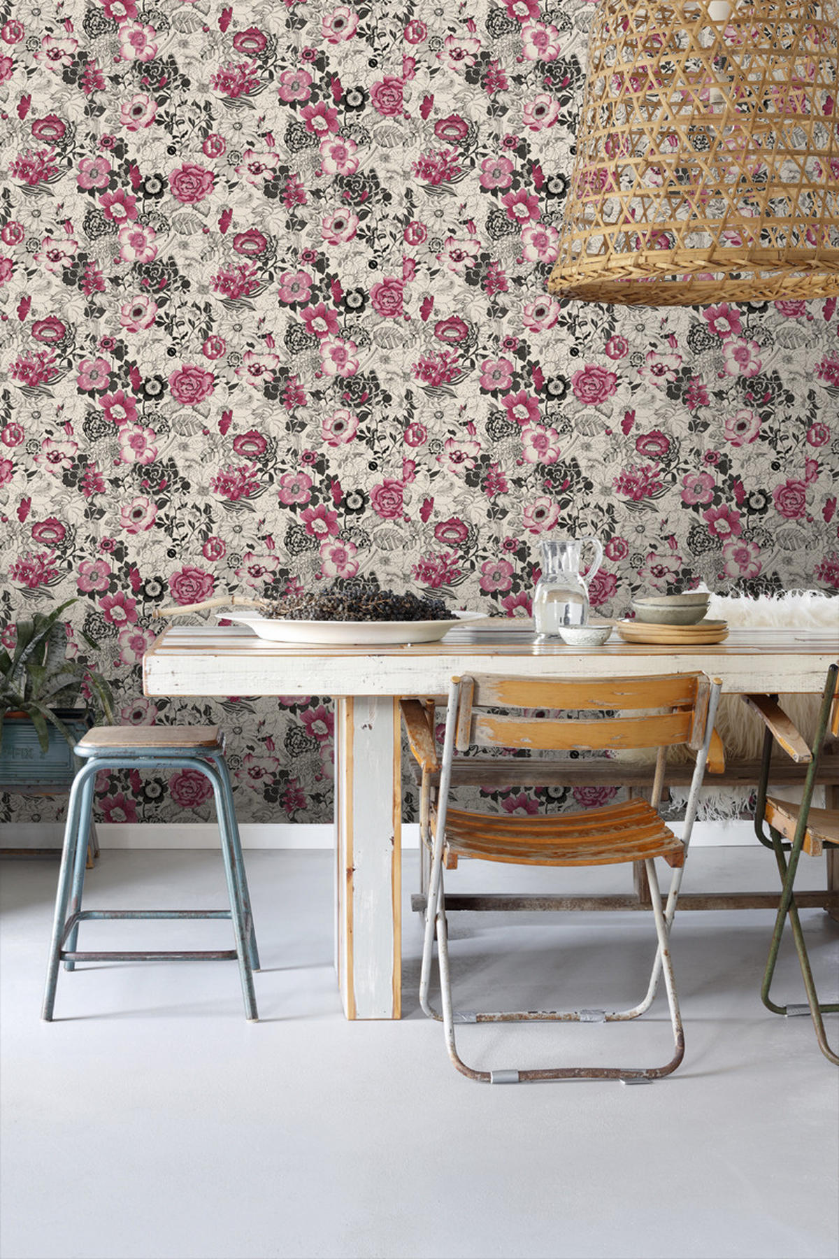 TAPETE Blumen 53 cm x 10.05 m - Rot, Papier (53/1000cm) - ESTAhome