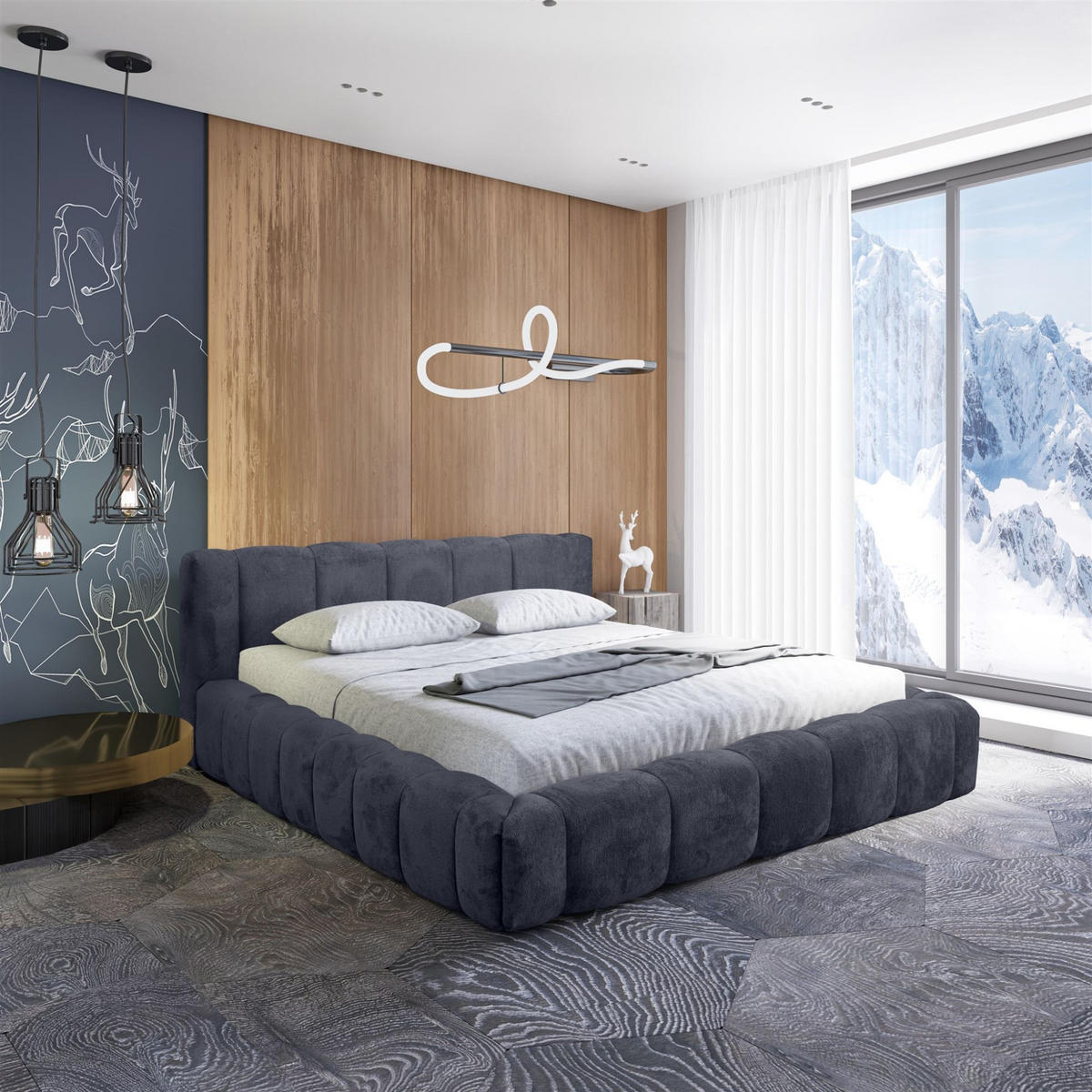 POLSTERBETT Hailey In Tender Way - Dunkelblau, Holzwerkstoff/Textil (140/200cm) - Fun Möbel