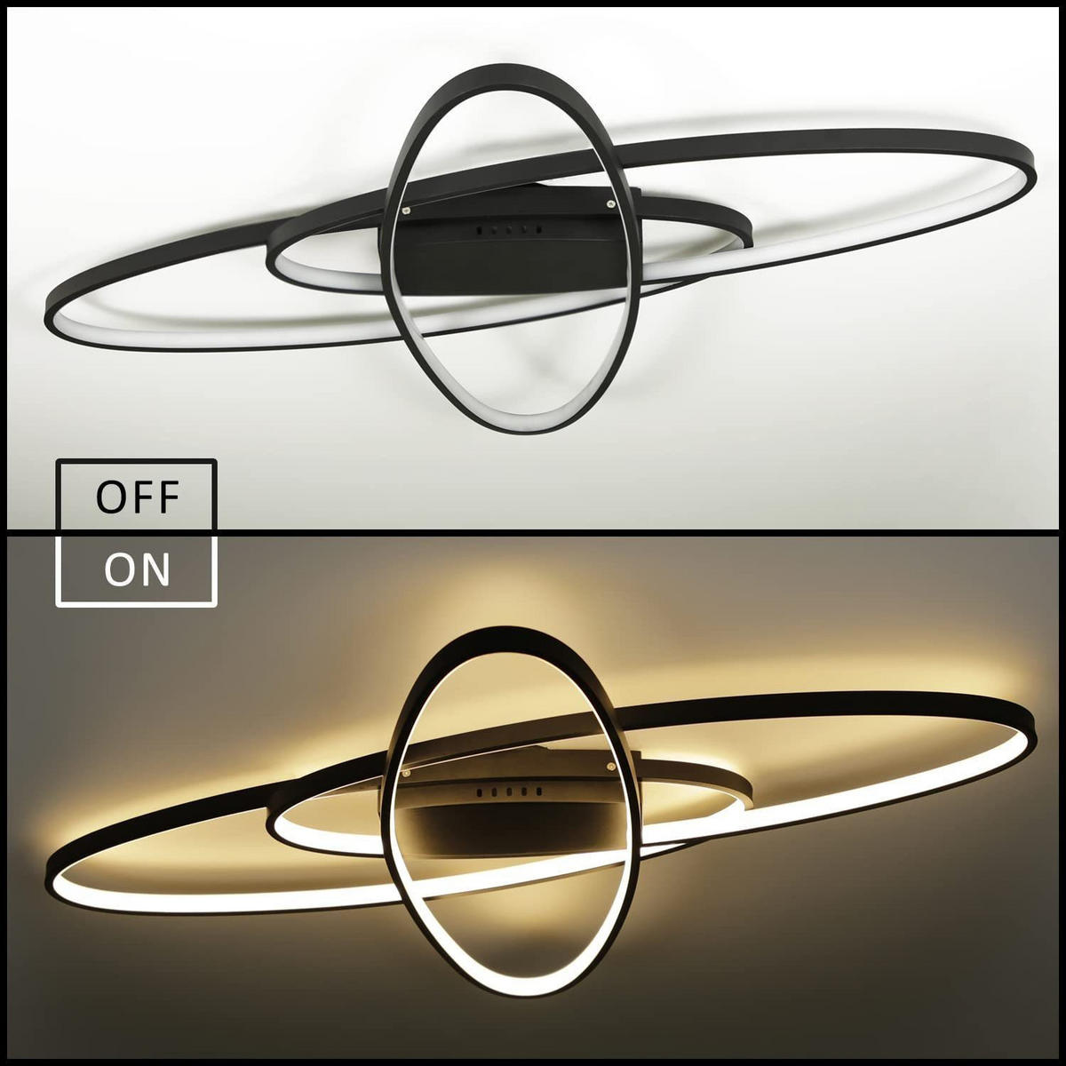 LED-DECKENLEUCHTE Maddox 62/85/7cm - Schwarz, Metall (85/62/7cm) - Nettlife