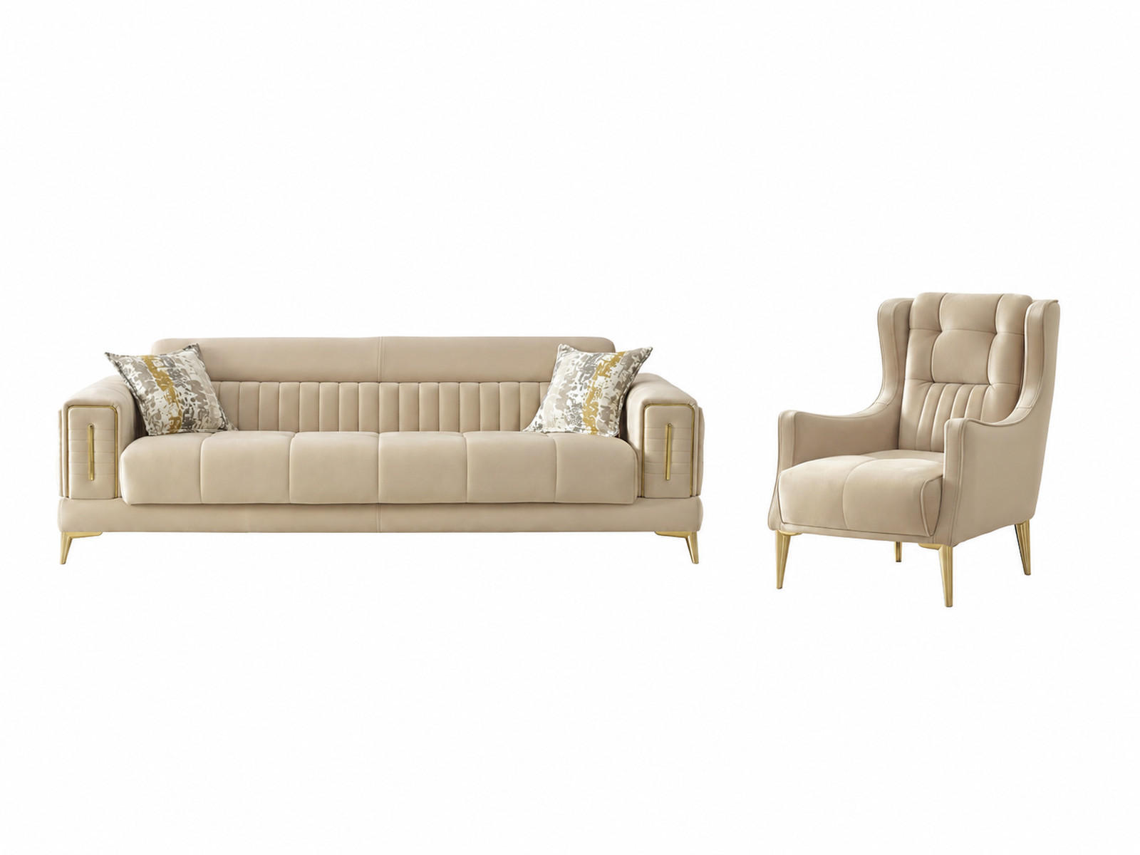 SITZGARNITUR Arica, Beige Stellvariante 3+1 - Beige, Holzwerkstoff/Kunststoff (240/80/95cm)