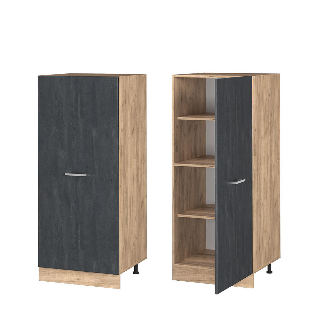 SKŘÍŇKA NA VESTAVĚNOU TROUBU R-Line Černý beton - medově dubová/černá, kompozitní dřevo (60/143/57cm) - Vicco