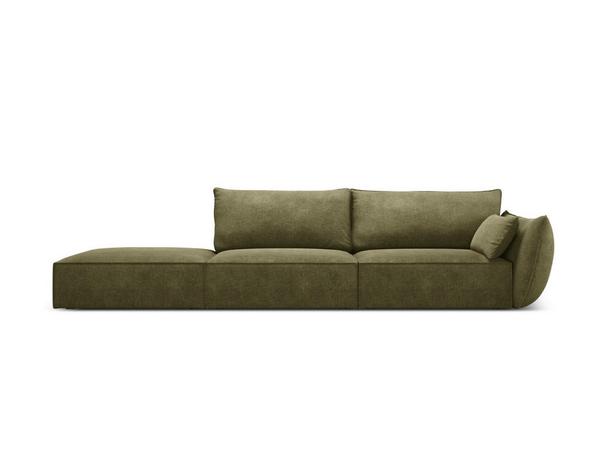 LINKES-SOFA Kaelle aus Chenille-Stoff grün 4 Sitzplätze - Grün, Textil (110/85/264cm) - Micadoni