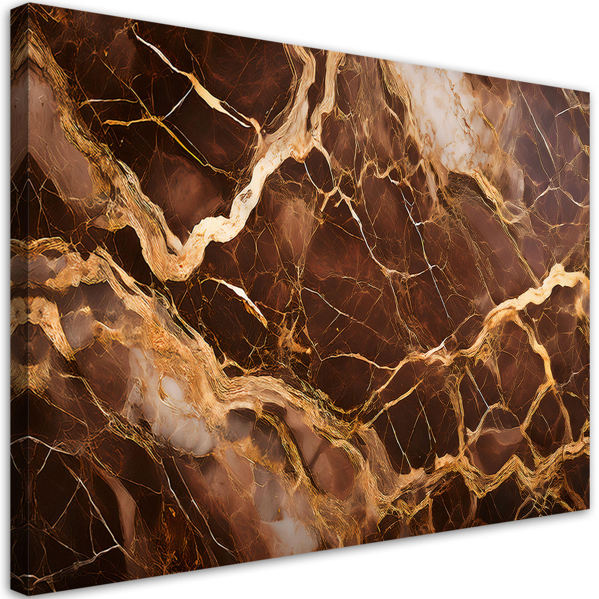 LEINWANDBILD Brauner Marmor mit goldener Abstraktion 100x70cm - Braun, Textil (100/70cm) - Feeby