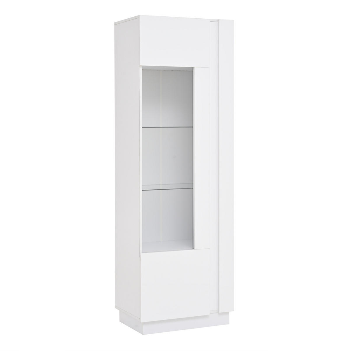VITRINE 60/40/180 cm in Weiß mit LED-Beleuchtung und Acryltür - Weiß, Holzwerkstoff (60/180/40cm) - Flora Grace