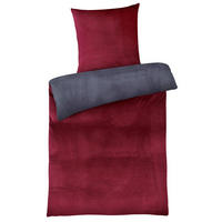 WINTER-BETTWÄSCHE 135x200 Cashmere-Touch Warmer Winter Bettbezug Kuschelig Anthrazit Bordeaux - Bordeaux, Textil (135/200cm) - Carpe Sonno