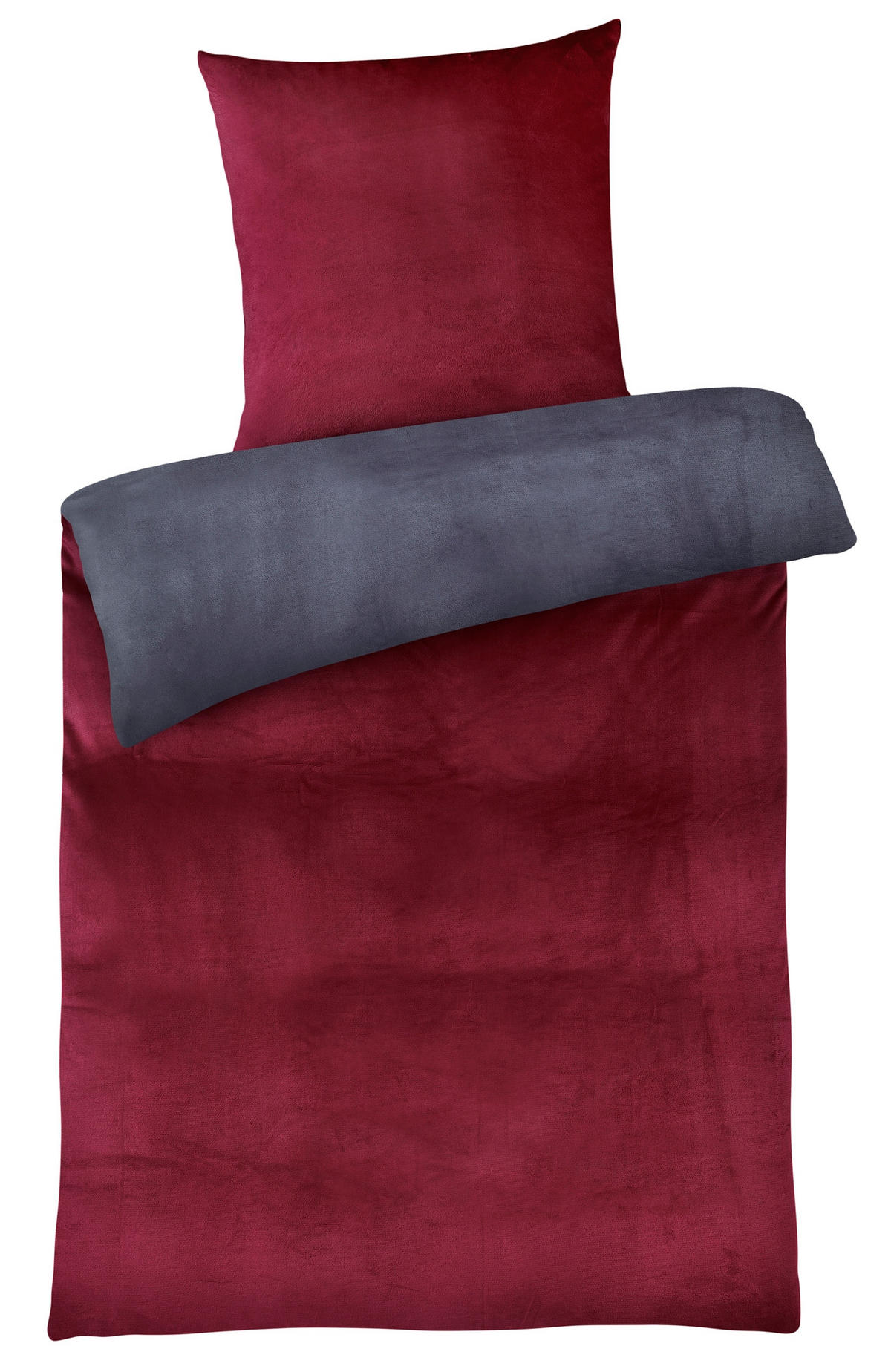 WINTER-BETTWÄSCHE 135x200 Cashmere-Touch Warmer Winter Bettbezug Kuschelig Anthrazit Bordeaux - Bordeaux, Textil (135/200cm) - Carpe Sonno