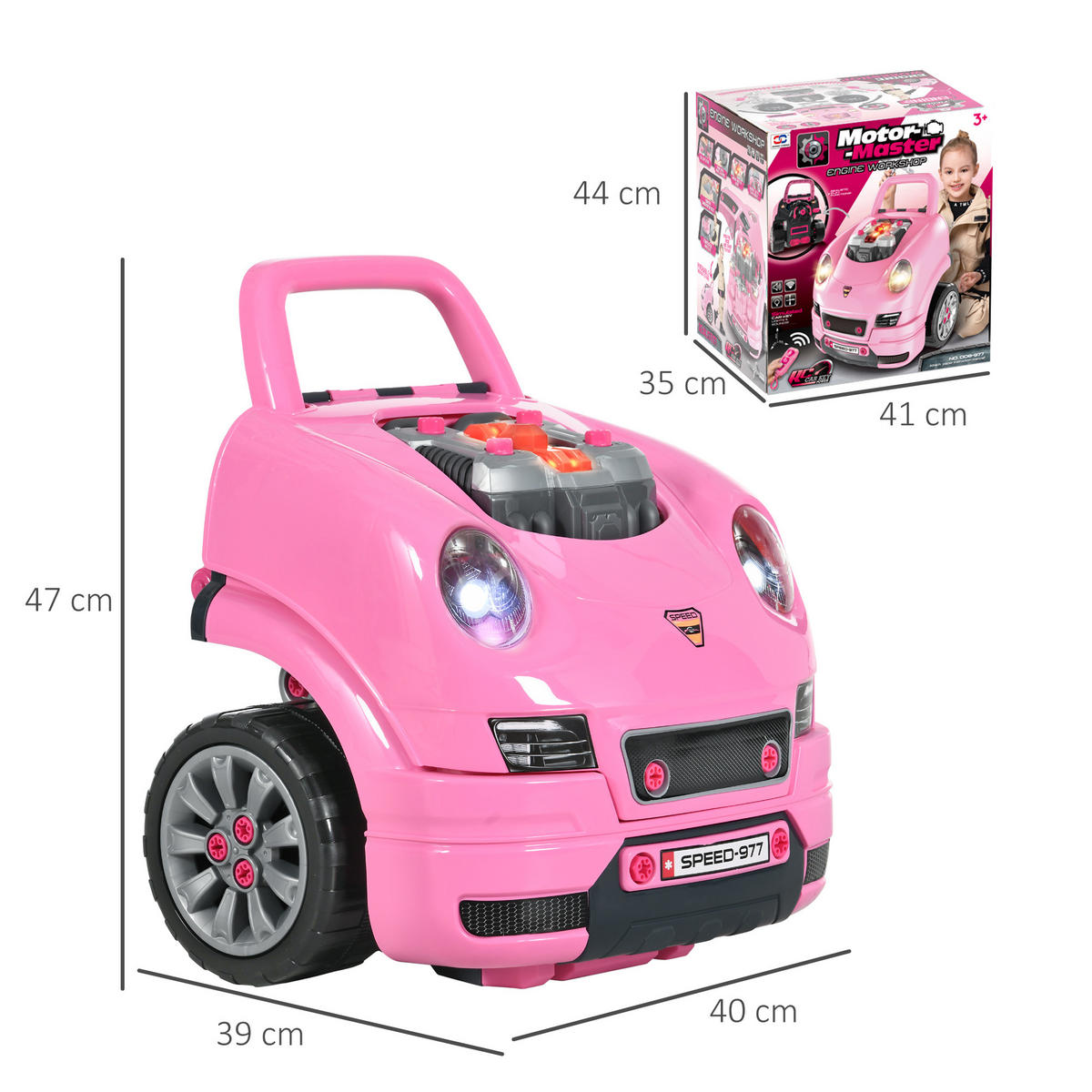 SPIELZEUG-LKW DE-18727 2-in-1 Mechaniker-Set mit Licht & Sound Rosa - Pink, Kunststoff (99.06/119.38/101.6cm) - ComfortXL