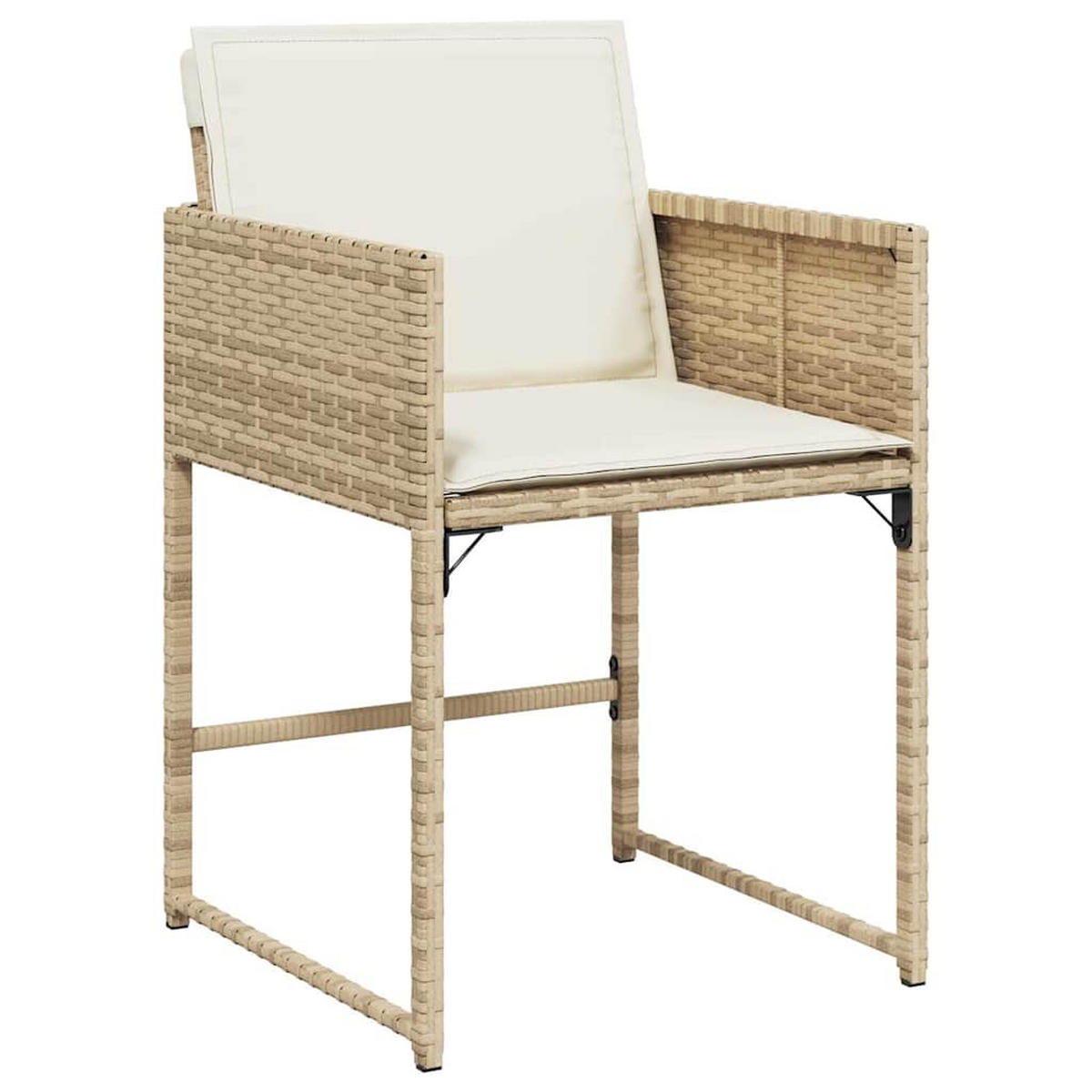 GARTEN-ESSGRUPPE 9-teilig Mit Kissen Beige Poly Rattan - Beige, Kunststoff - vidaXL