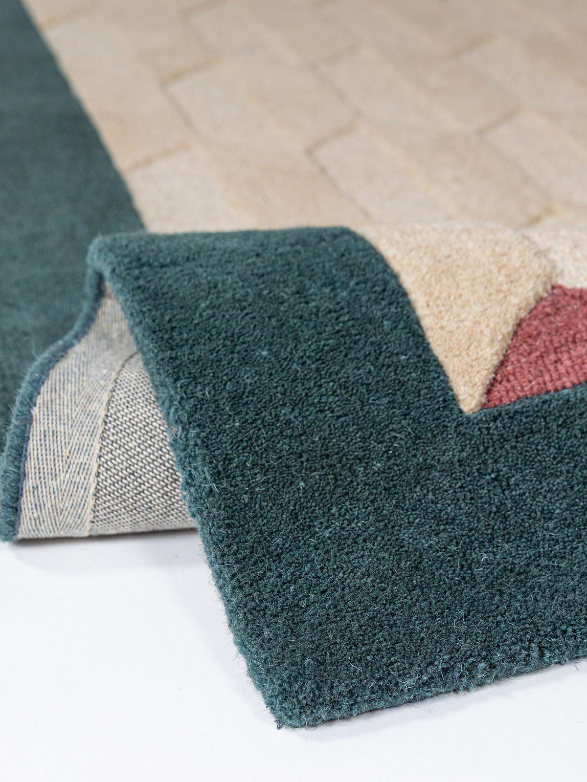 TEPPICHLÄUFER handgetuftet DARENT, Wabenmuster, Petrol, 60 x 230 cm - Türkis, Textil (60/230cm) - KADIMA DESIGN