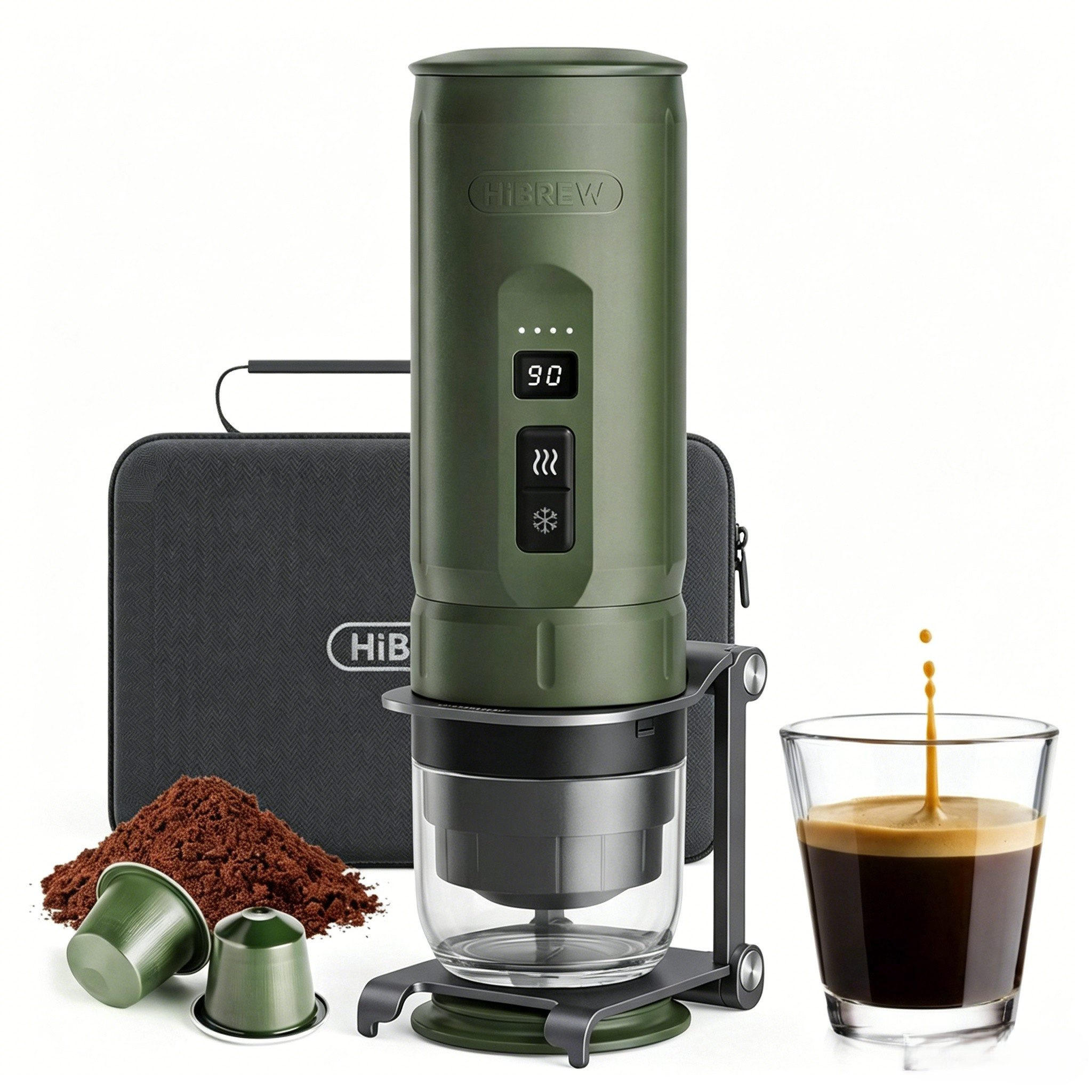 ESPRESSOMASCHINE Tragbare Auto Kaffeemaschine mit Heizfunktion 20 Bar - Grün, Metall (7.5/22/7.5cm) - BEXEVUE