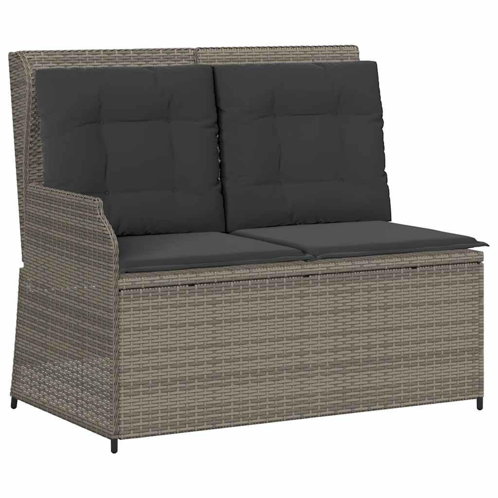 GARTENBANK Verstellbar mit Kissen Grau Poly Rattan - Grau, Kunststoff (95/95/110cm)