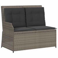 GARTENBANK Verstellbar mit Kissen Grau Poly Rattan - Grau, Kunststoff (95/95/110cm)