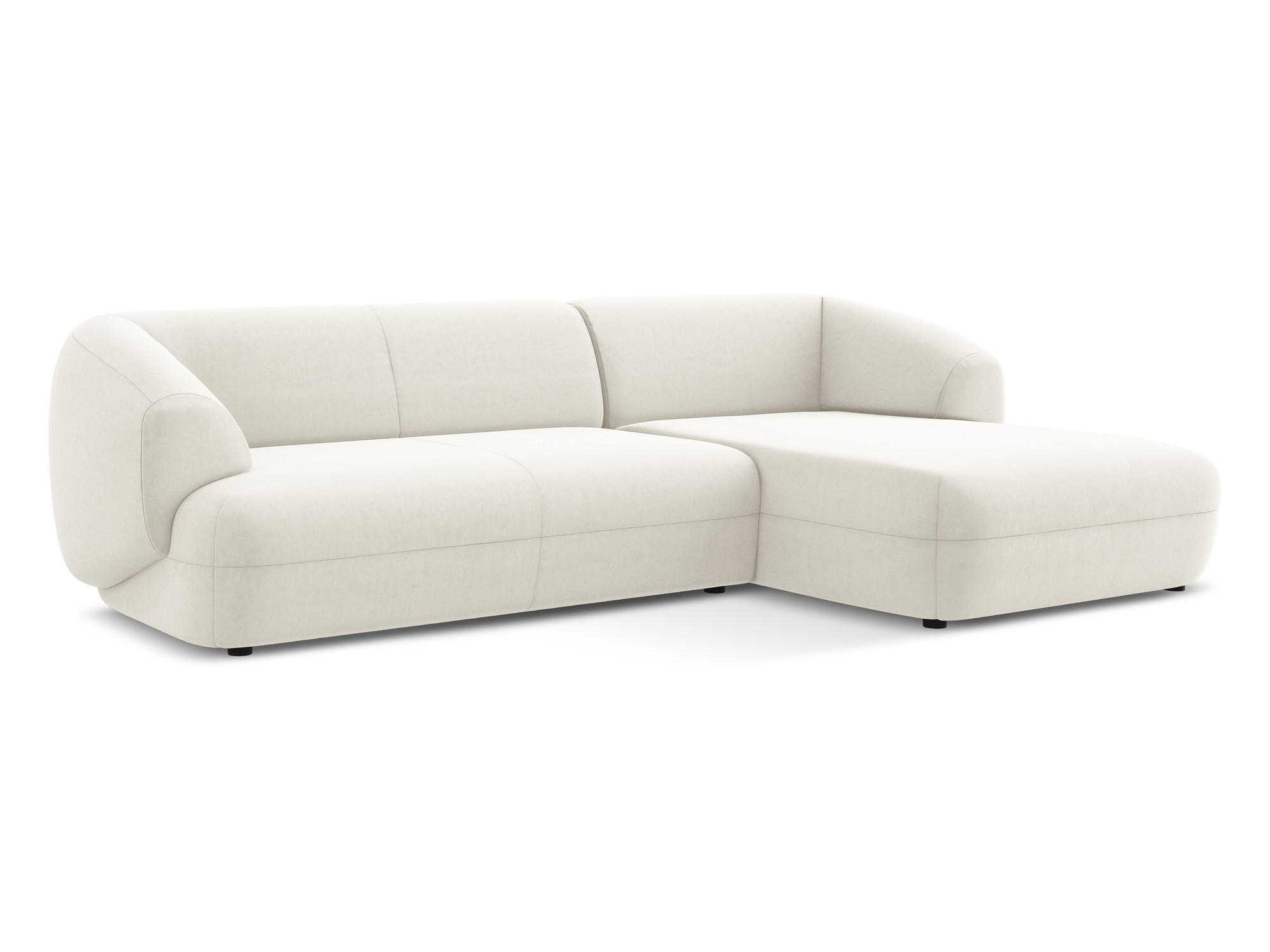 ECKSOFA Rechts Samt Stoff Beige - Beige/Creme, Kunststoff/Textil (280/156cm) - Makamii