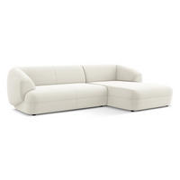 ECKSOFA Rechts Samt Stoff Beige - Beige/Creme, Kunststoff/Textil (280/156cm) - Makamii