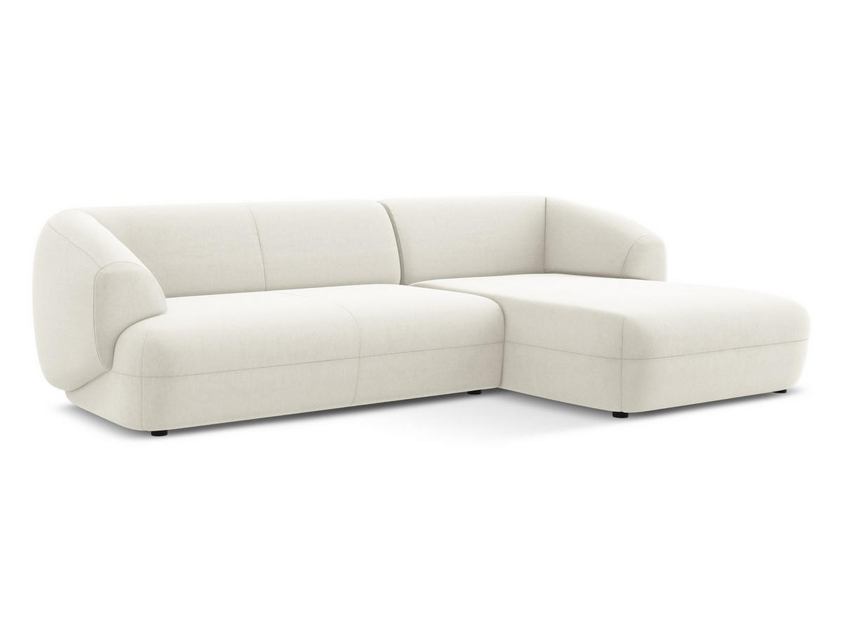 ECKSOFA Rechts Samt Stoff Beige - Beige/Creme, Kunststoff/Textil (280/156cm) - Makamii