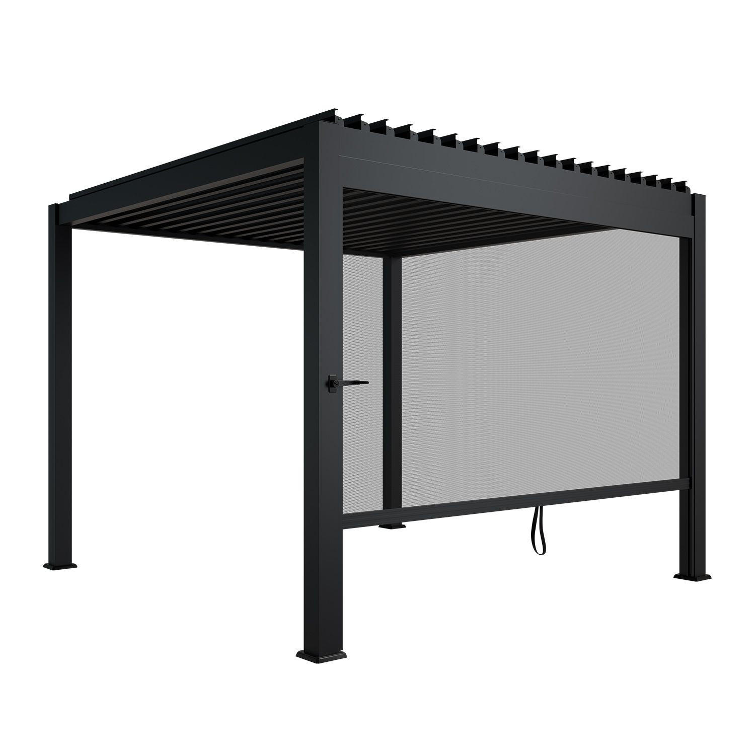 LAMELLENDACH Tahiti mit Seitenwand 3x3 m anthrazit - Anthrazit, Metall (300/240/300cm) - Juskys