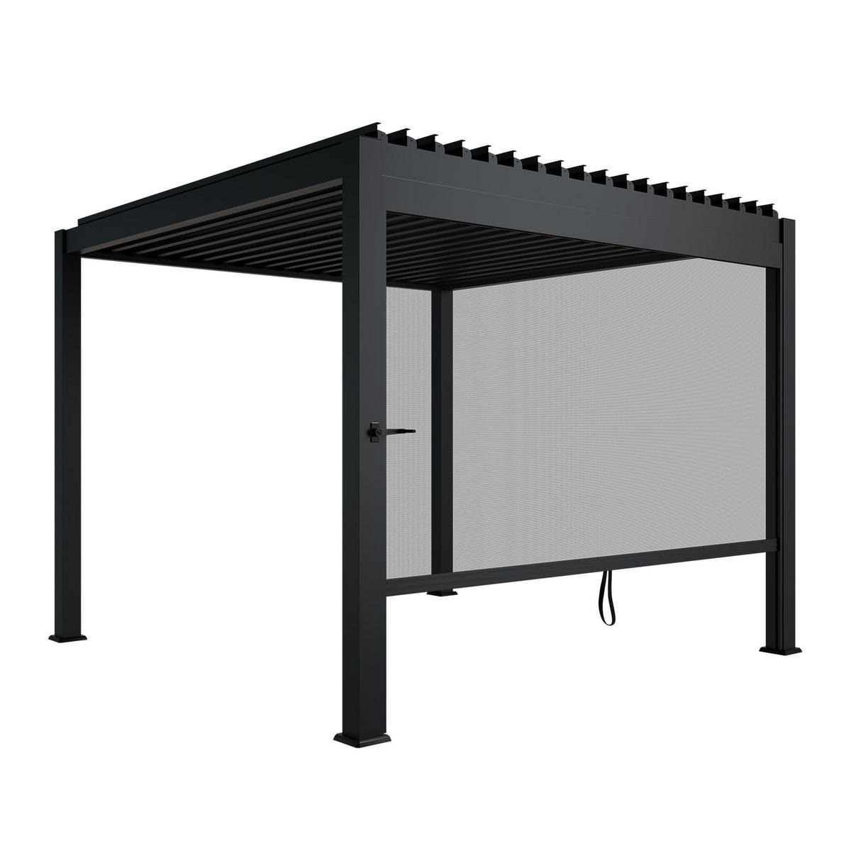 LAMELLENDACH Tahiti mit Seitenwand 3x3 m anthrazit - Anthrazit, Metall (300/240/300cm) - Juskys