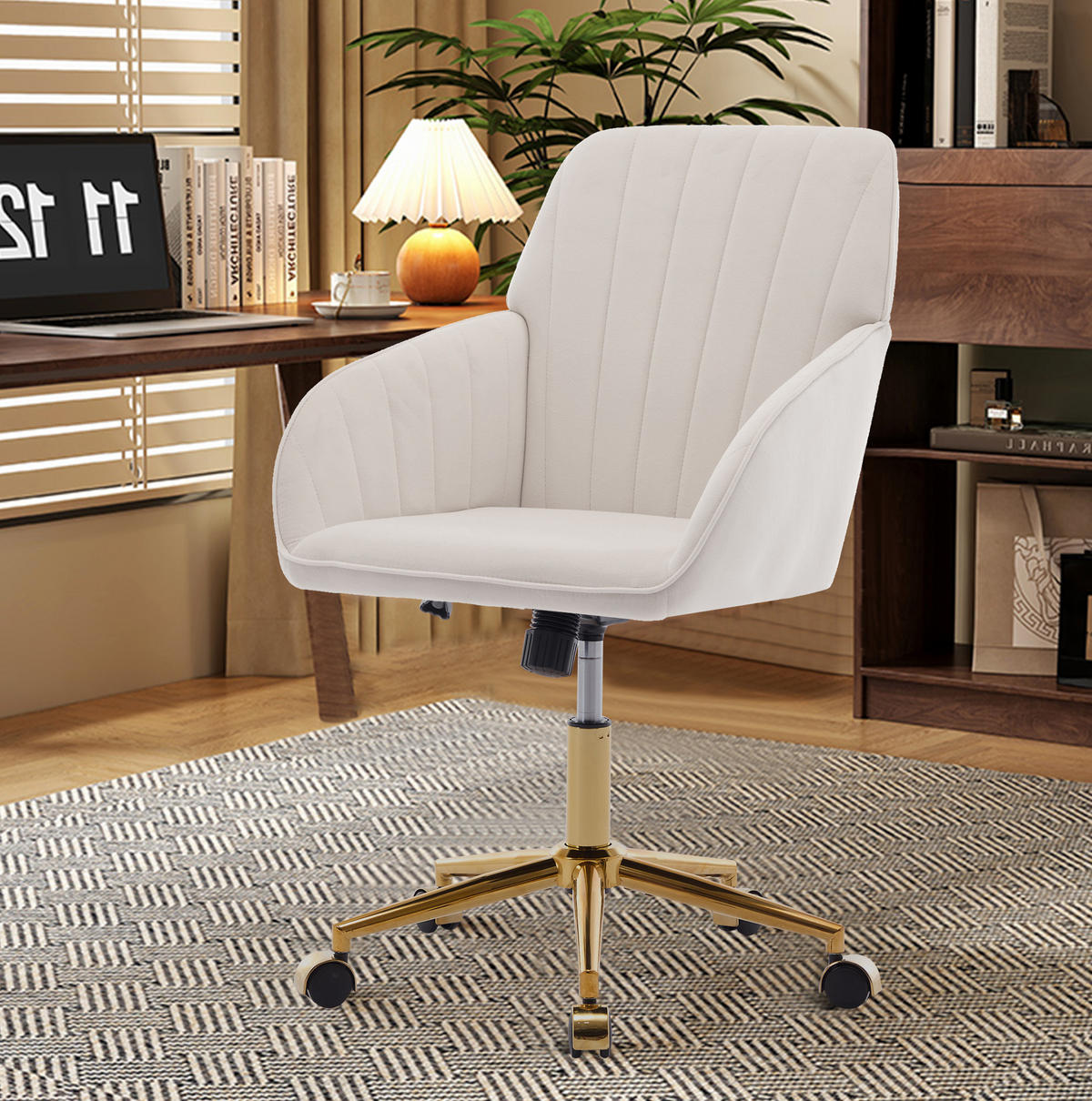 BÜRODREHSTUHL höhenverstellbar Velvet White - Weiß, Metall (60/97/62cm) - Meubliv