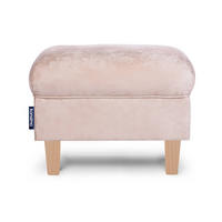 SITZHOCKER MILES Pouffe zeitloses Design und pflegeleichter Stoff, beige - Beige/Buchefarben, Holzwerkstoff/Buchenholz (55/42/40cm) - KONSIMO®