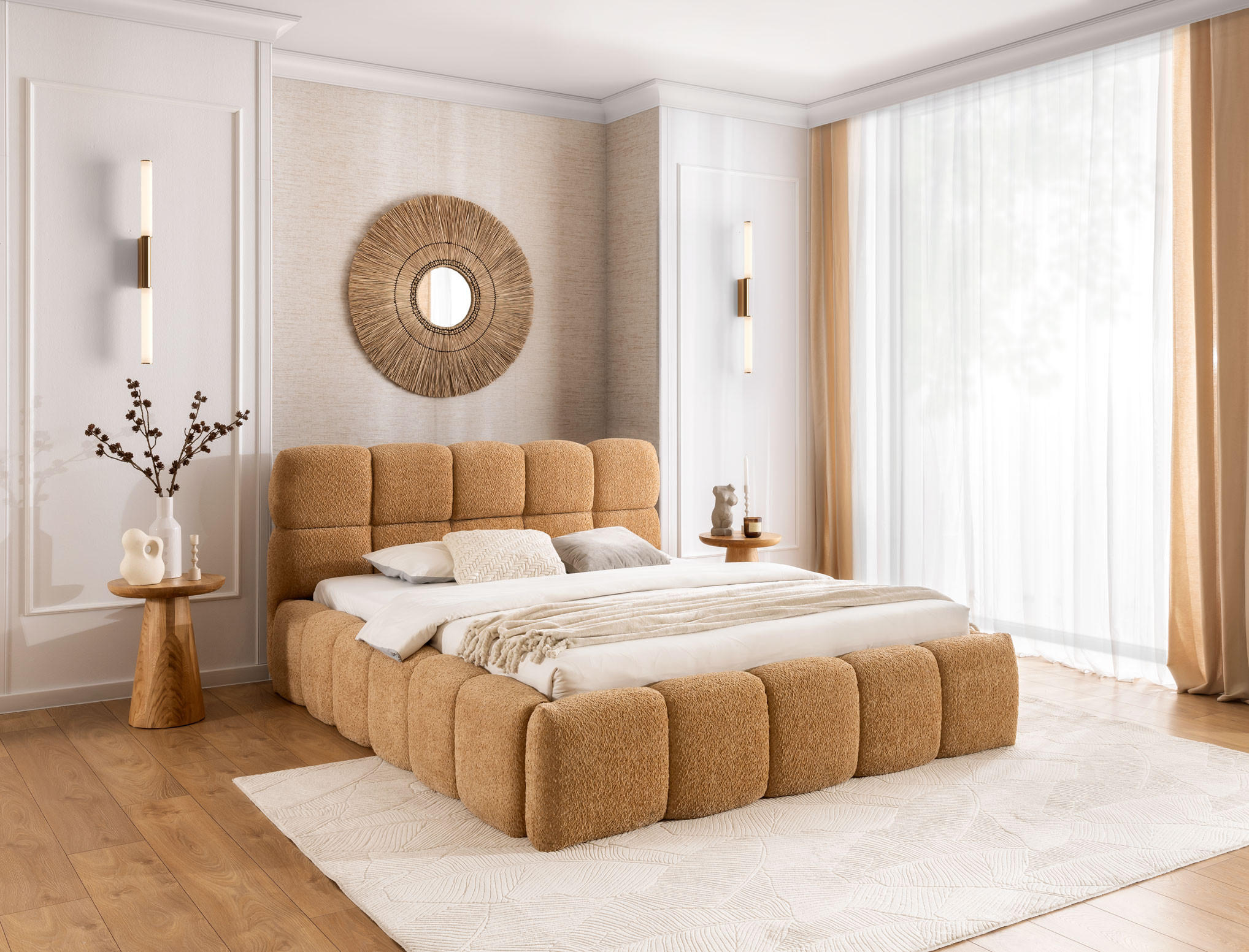 POLSTERBETT SOPHIE - Karmellfarbe - Honig, Textil (180/200cm) - AN-Moebel 4u