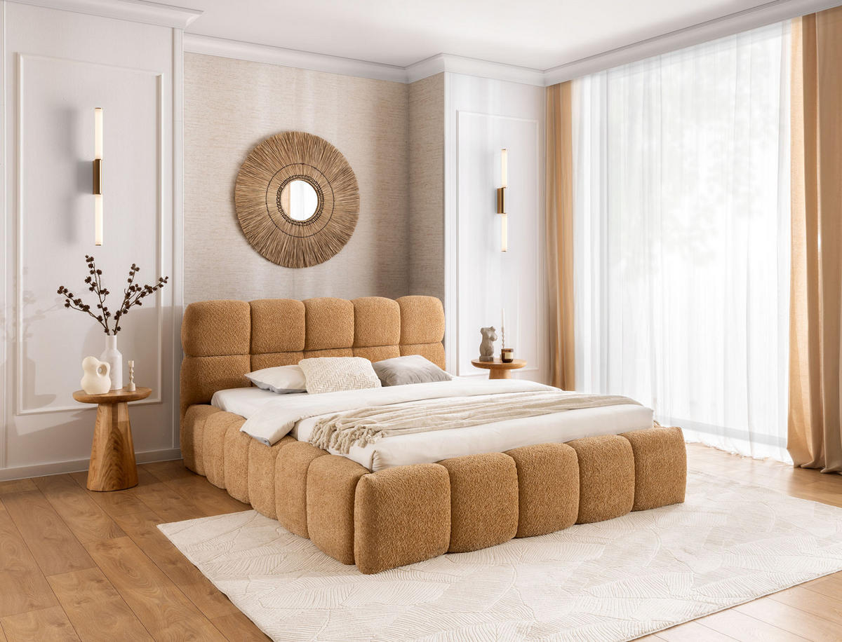 POLSTERBETT SOPHIE - Karmellfarbe - Honig, Textil (200/200cm) - AN-Moebel 4u