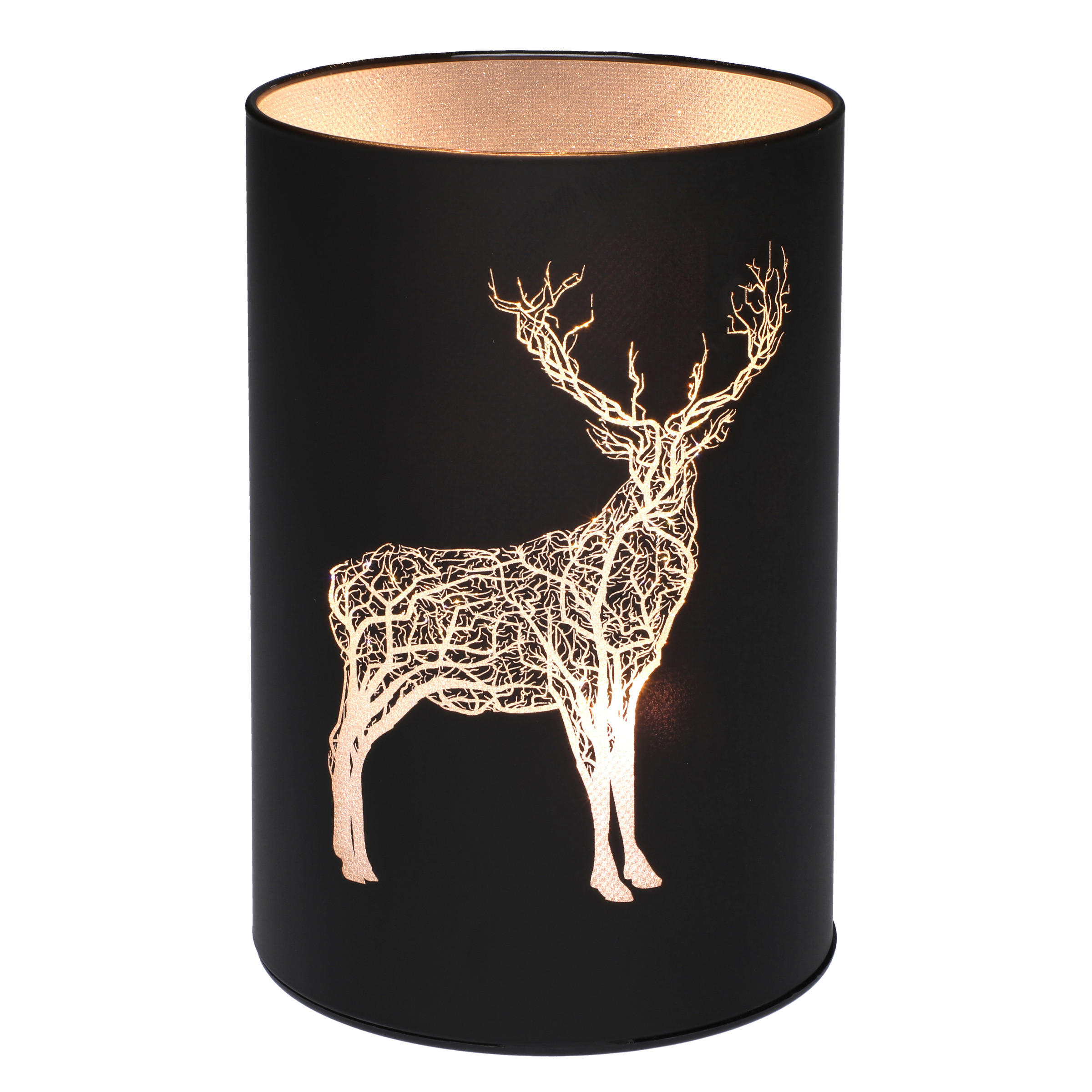LED-LATERNE Glas Rentier 15,5 cm - Schwarz, Glas (8.5/15.5/8.5cm)
