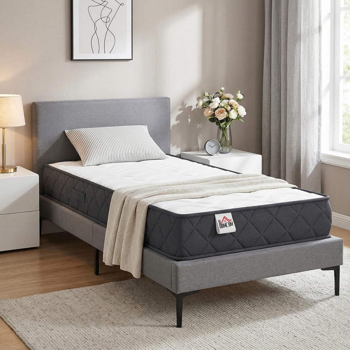 MATRATZE 90/190 cmDE-18538 20 cm Memory-Schaum - Grau, Textil (90/190cm) - ComfortXL