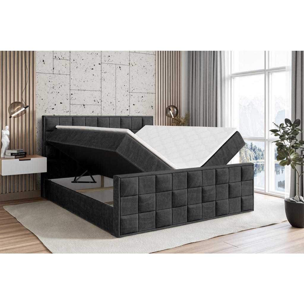 Thumbnail - Altdecor Boxbett, Schwarz, Holzwerkstoff, Höhe ca. 21 cm, 120x200 cm, Schlafzimmer, Betten, Boxspringbetten