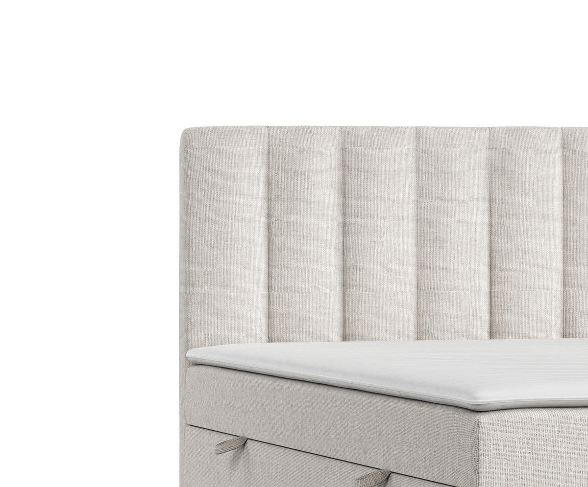 BOXBETT Novento Creme 160/200 cm mit Matratze und Topper - Creme/Schwarz, Holz/Holzwerkstoff (160/200cm) - Maison de Reve