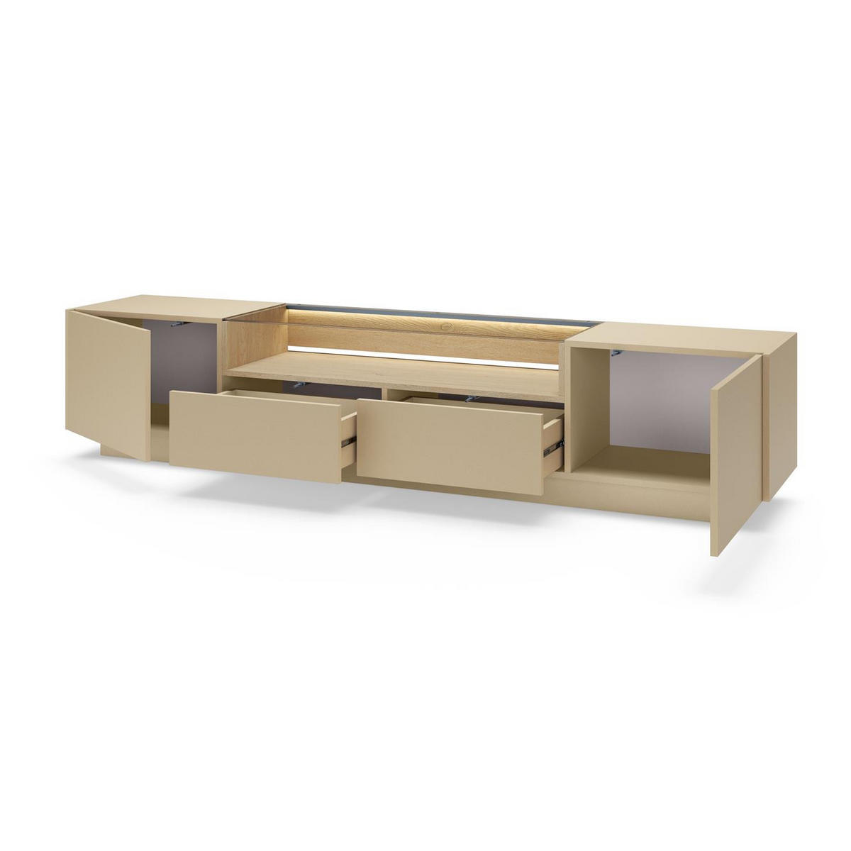 RTV-SCHRANK Kiro Braun, Lowboard mit LED - Braun, Holzwerkstoff (203/43/40cm) - Bettso
