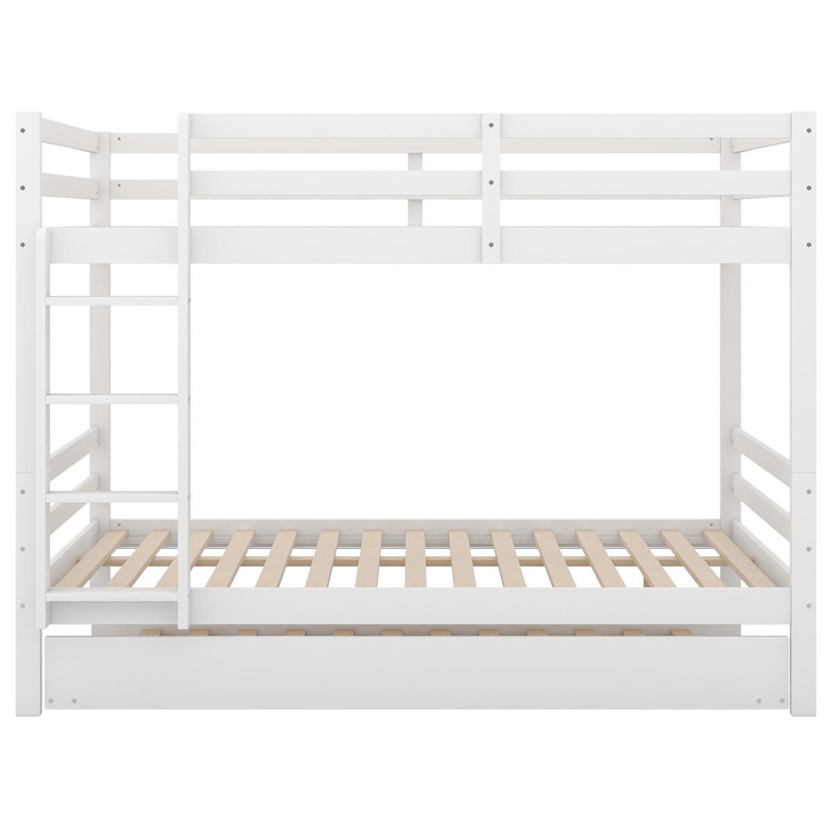 ETAGENBETT 140/200 cm aus Kiefer und MDF mit Ausziehbett und Treppe Weiß - Weiß, Holz (140/200cm) - Modenvie