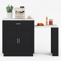 KÜCHENINSEL Schwarz-Marmoroptik 211/55/89.5 cm - Schwarz, Holzwerkstoff (211/89.5/55cm) - PANGIVO